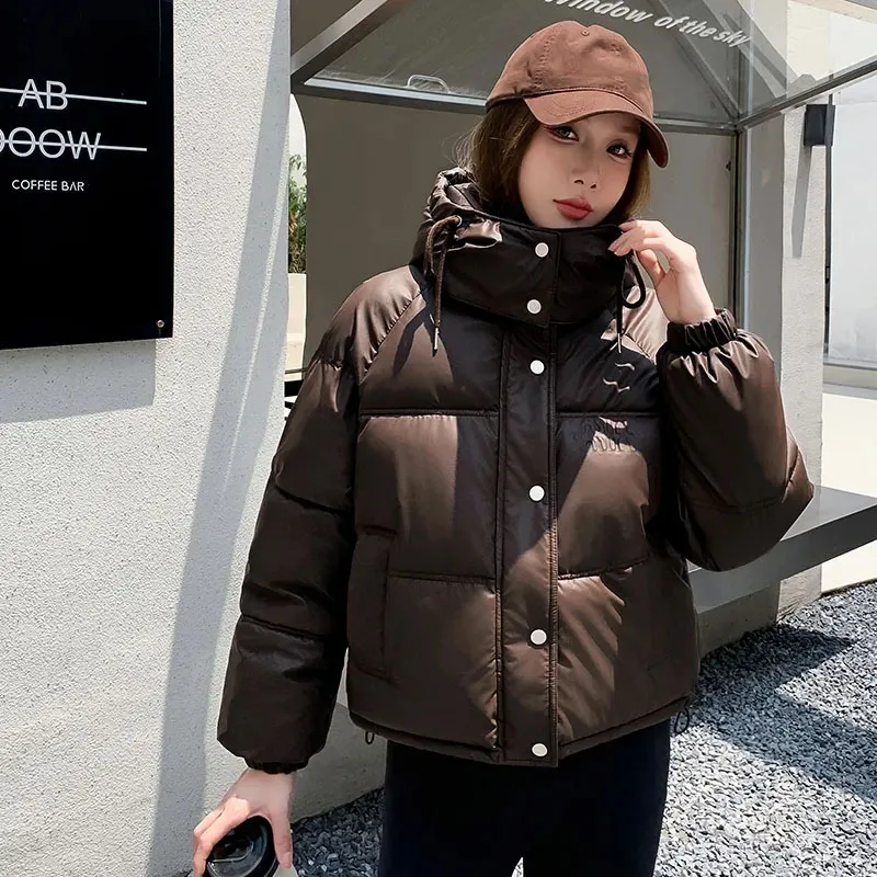 Lucyever Korean Style Short Hooded Parkas Women Autumn Winter Thicken Warm Cotton-Padded Jacket Fashion Loose Puffer Bread Coat