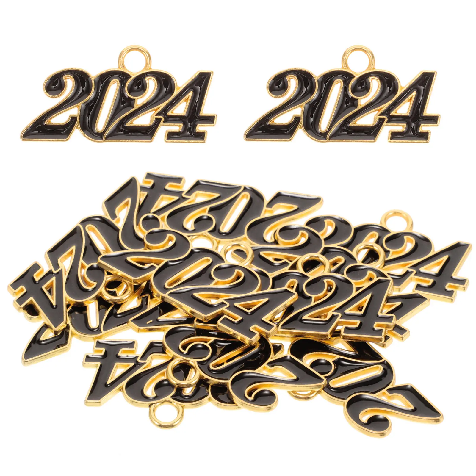 10Pcs 2024 New Year Charms Zinc Alloy Rust Resistant Bend Proof Number Pendants for DIY Jewelry Crafts Necklace Bracelet
