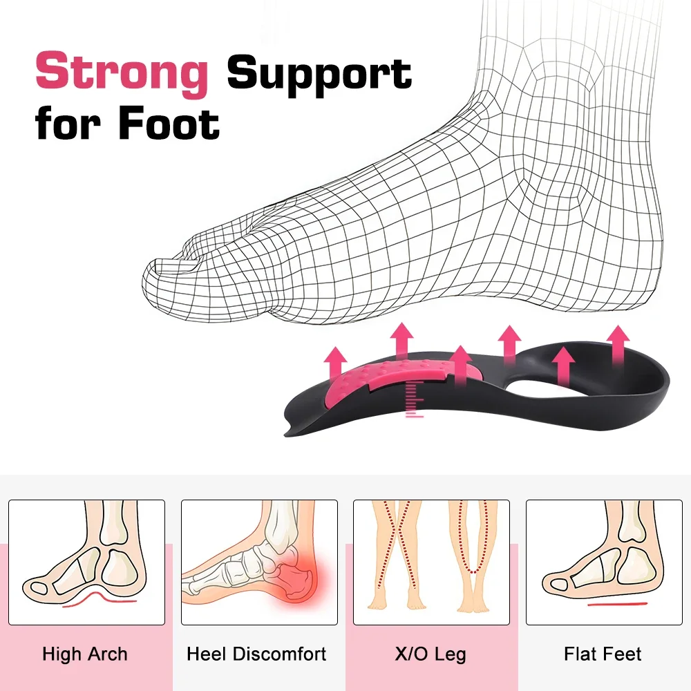 1.5-2cm Adjustable Height New Interior Exterior Flip Toe Insole Collapsed Arch Flat Foot Half Size Heel Arch Support Insole