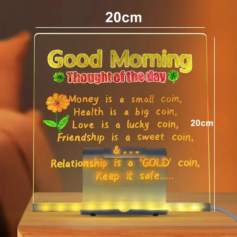 LED Note DIY Acrylic Message Children‘s Drawing Board With Night Light Colorful Pens Kids Persent Birthday Gift_maomaolike.com