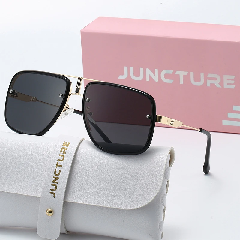 JUNCTURE Fashion Square Sonnenbrille Frauen Metall Sonnenbrille Farbverlauf Dame Gläser Party Urlaub Geschenke Sonnenbrille für Frauen