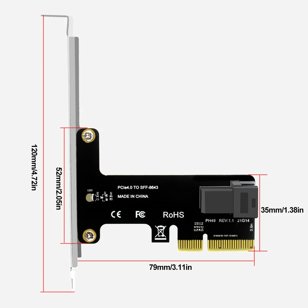 Переходная карта PCI E к SFF-8643 PCIE к U2 PCIE X4 к SFF8643, адаптер карты расширения твердотельного накопителя