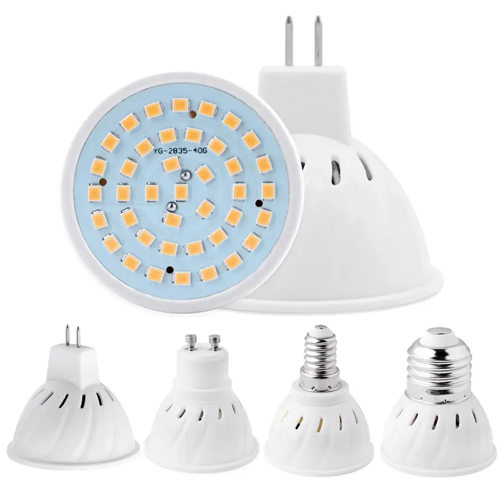 LED Spotlight Bulbs GU10 E14 E27 MR16 48 60 80leds 2835 4W/6W/8W Lamps - Spot lights Lampada