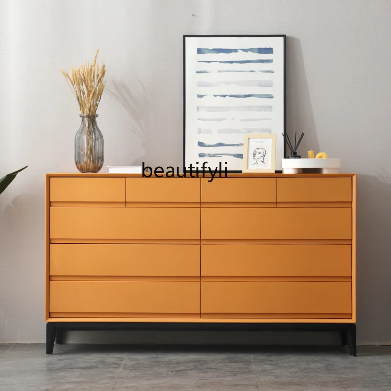 

Italian Solid Wood Eight Spares Cabinet Modern Minimalist Living Room Bedroom Storage Sideboard Cabinet Minimalist