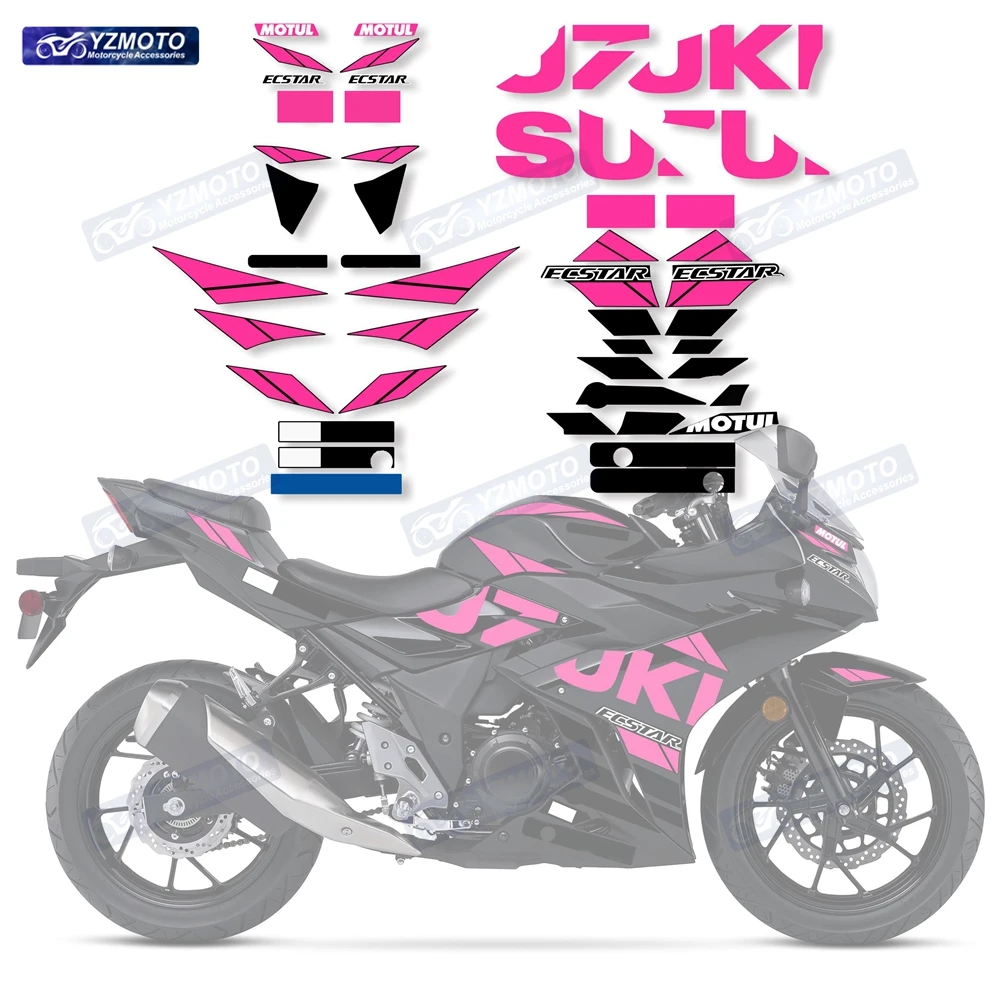 Dla GSX250R GSX-250R GSX R 250 odblaskowa naklejka motocykl wyścigowy karoseria Fairing wodoodporna kalkomania zestaw dekoracji