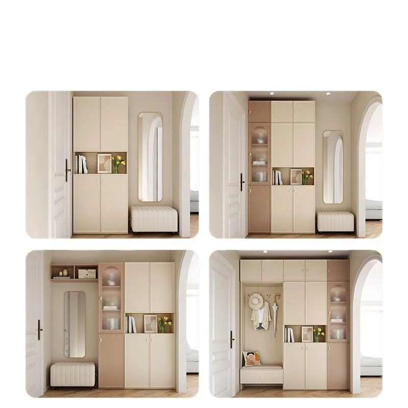 

Entry door Cream shoe cabinet, against the wall, household door