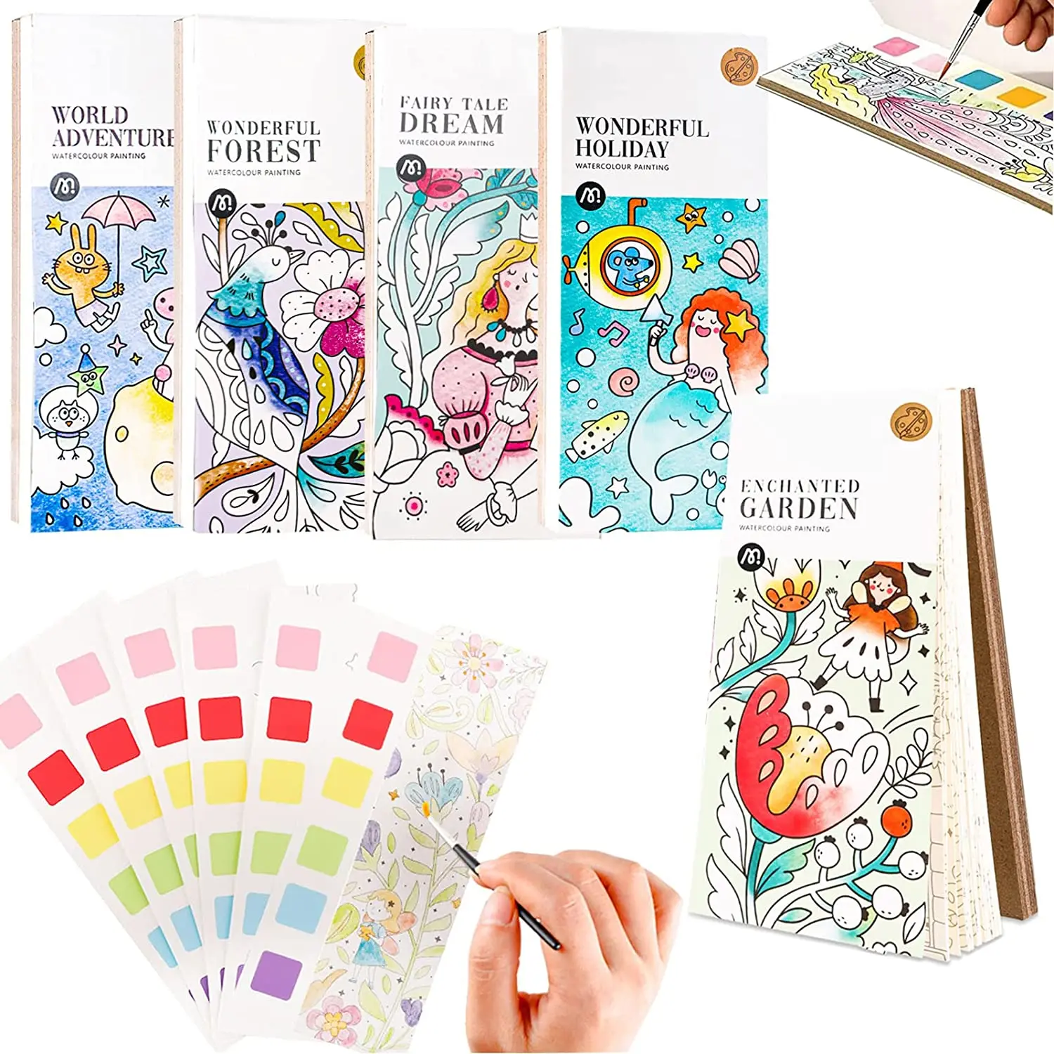 

Kids Graffiti Picture Book Watercolor Draw Books with Brush Solid Water Color Painting Notebook Drawing Book for Children Gift