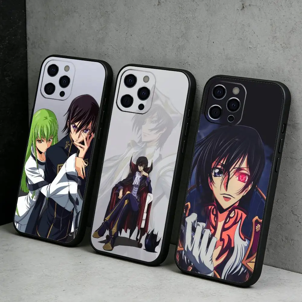 Zero and CC C-Code GeassS Phone Case For iPhone17,16,15,14,13,12 Plus,Max Soft Silicone Black Cover