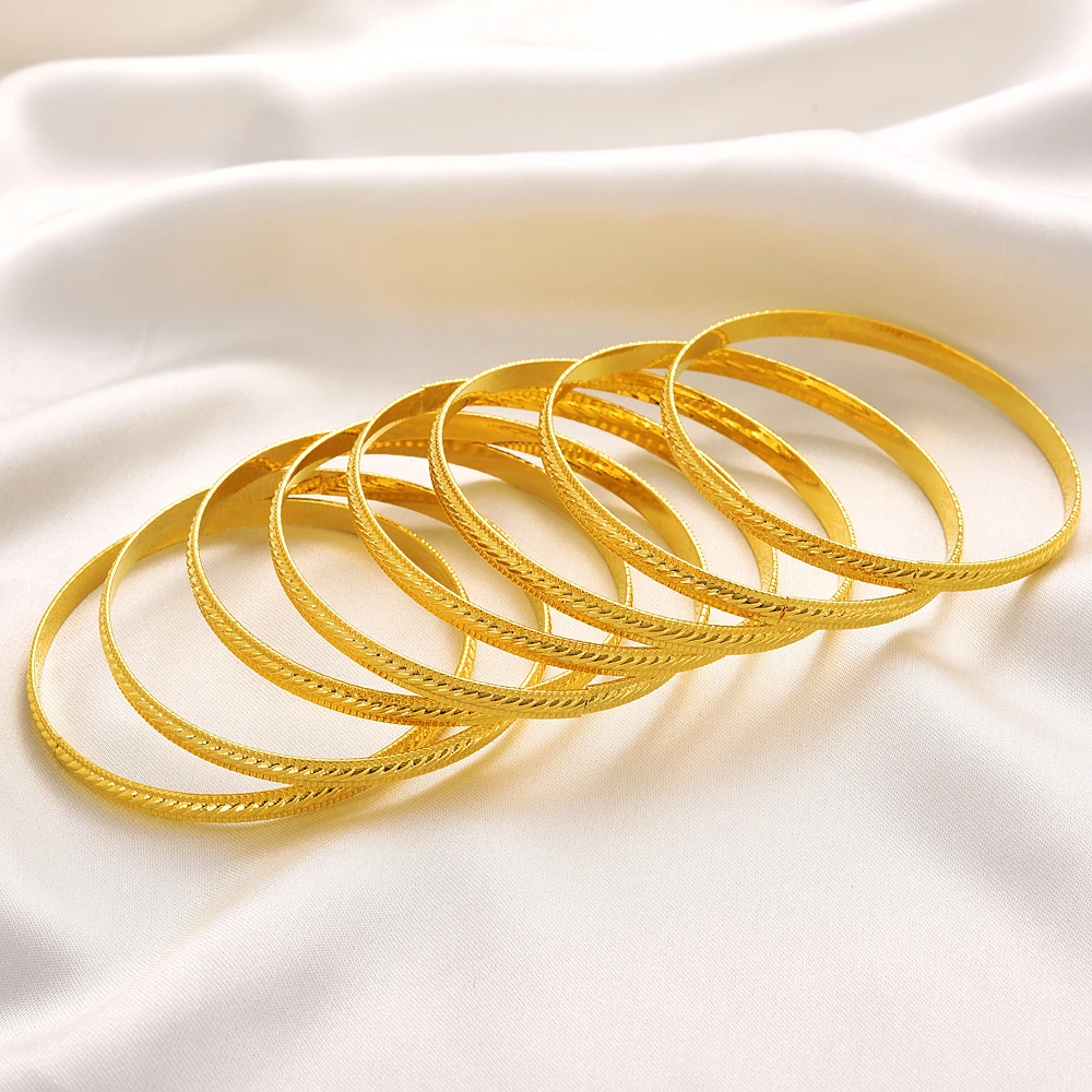 Ethpion 68MM 24K Ethiopian Wave Dubai Trendy Wedding Bangle for Women Arab African Gold Color Bracelet Jewelry Middle East Gifts