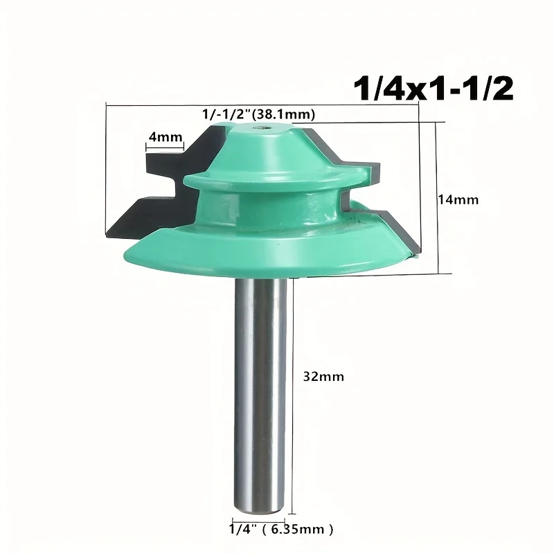 1/4 inch Router Bit 45 Degree Tenon Knife 1/4*1-1/2 Stile Finger Joint Glue Router Bit Cone Tenon Woodwork Cutter Power Tools