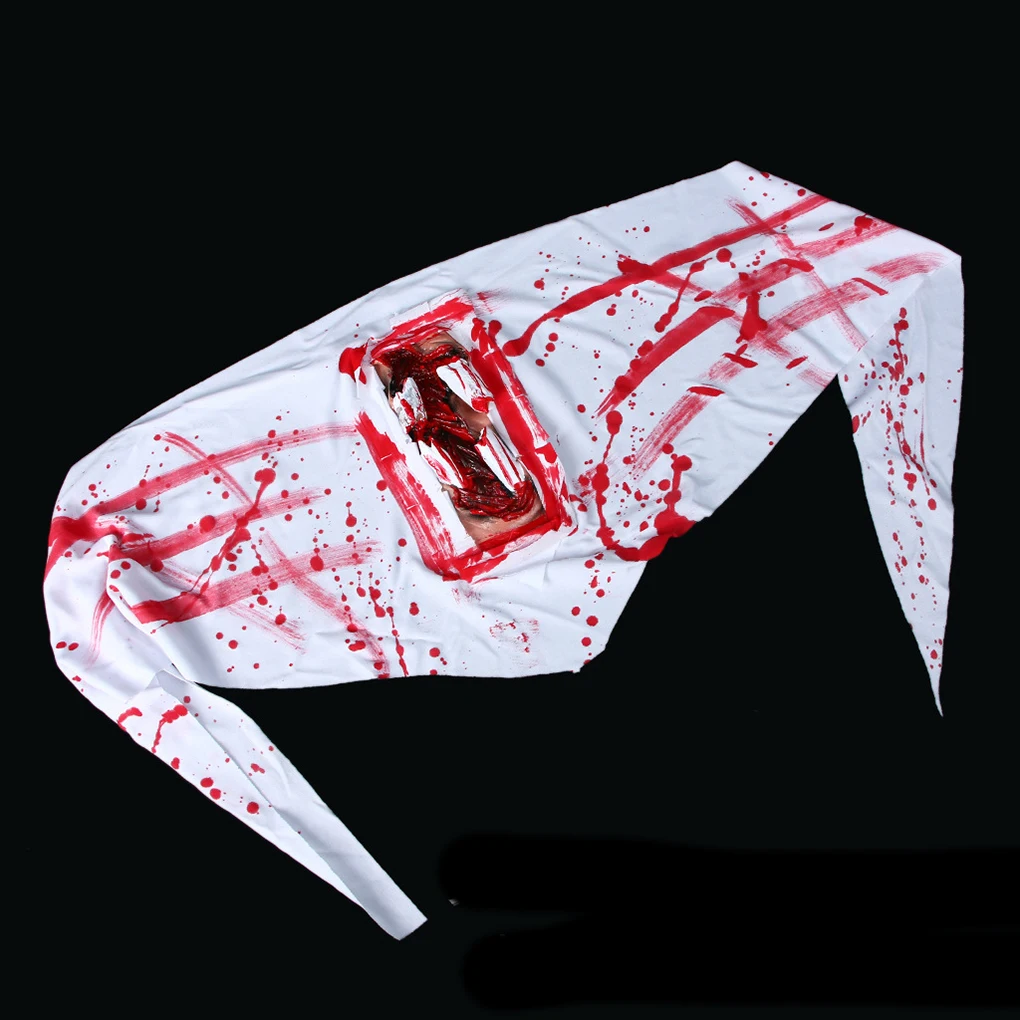 Halloween Silicone Cloth Bandage Simulated Bloody Wound Arm Wrist Cover Horrible Halloween Decoration Props