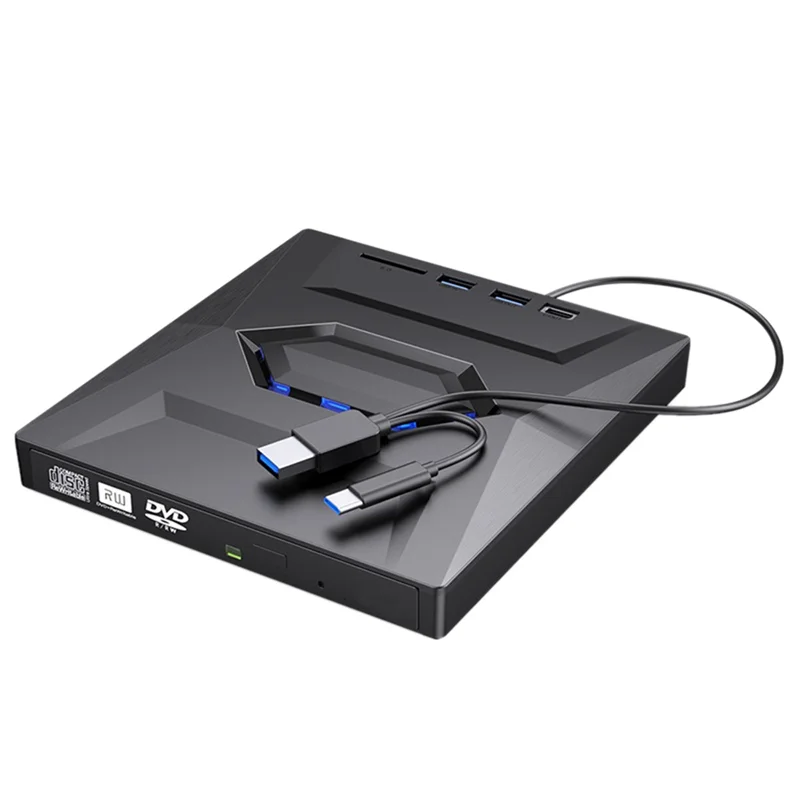 USB3.0+Type-C DVD Burner DVD RW CD Writer External Optical Drive CD/DVD Player TF/SD Card Reader for