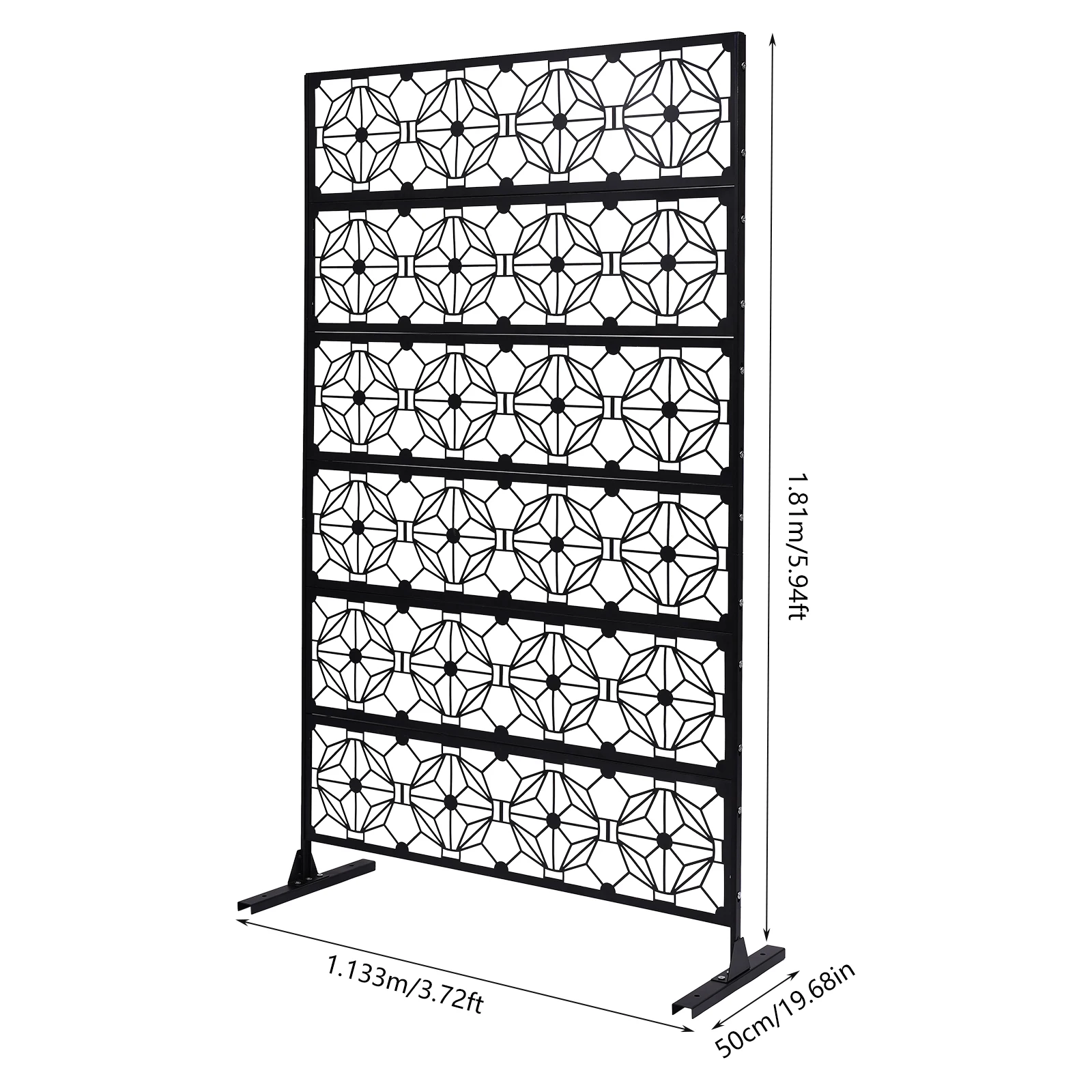 6Pcs Decorative Privacy Screen, Leaf Panel, Patio Privacy Screen Black Geometric Steel Anti Wind Large Stable Divider for Garden Yard Balcony