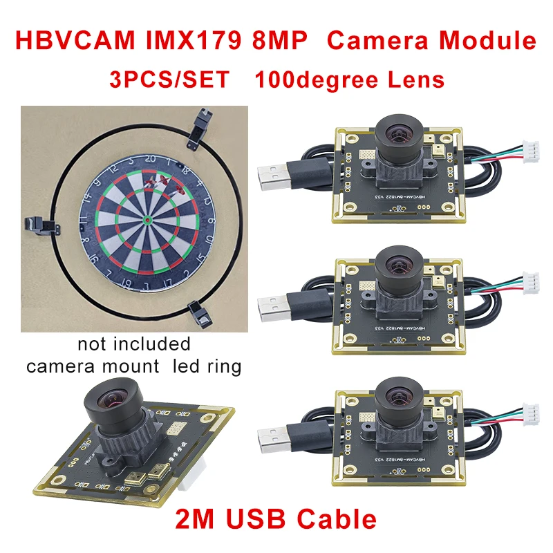 HBVCAM IMX179 100 Degree 8MP Camera Module for Autodarts IO Scoring System