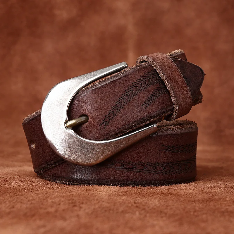 3.8CM Pure Thick Cowhide High Quality Genuine Leather Belts for Men Brand Strap Male Needle Buckle Vintage Jeans Cowboy Cintos