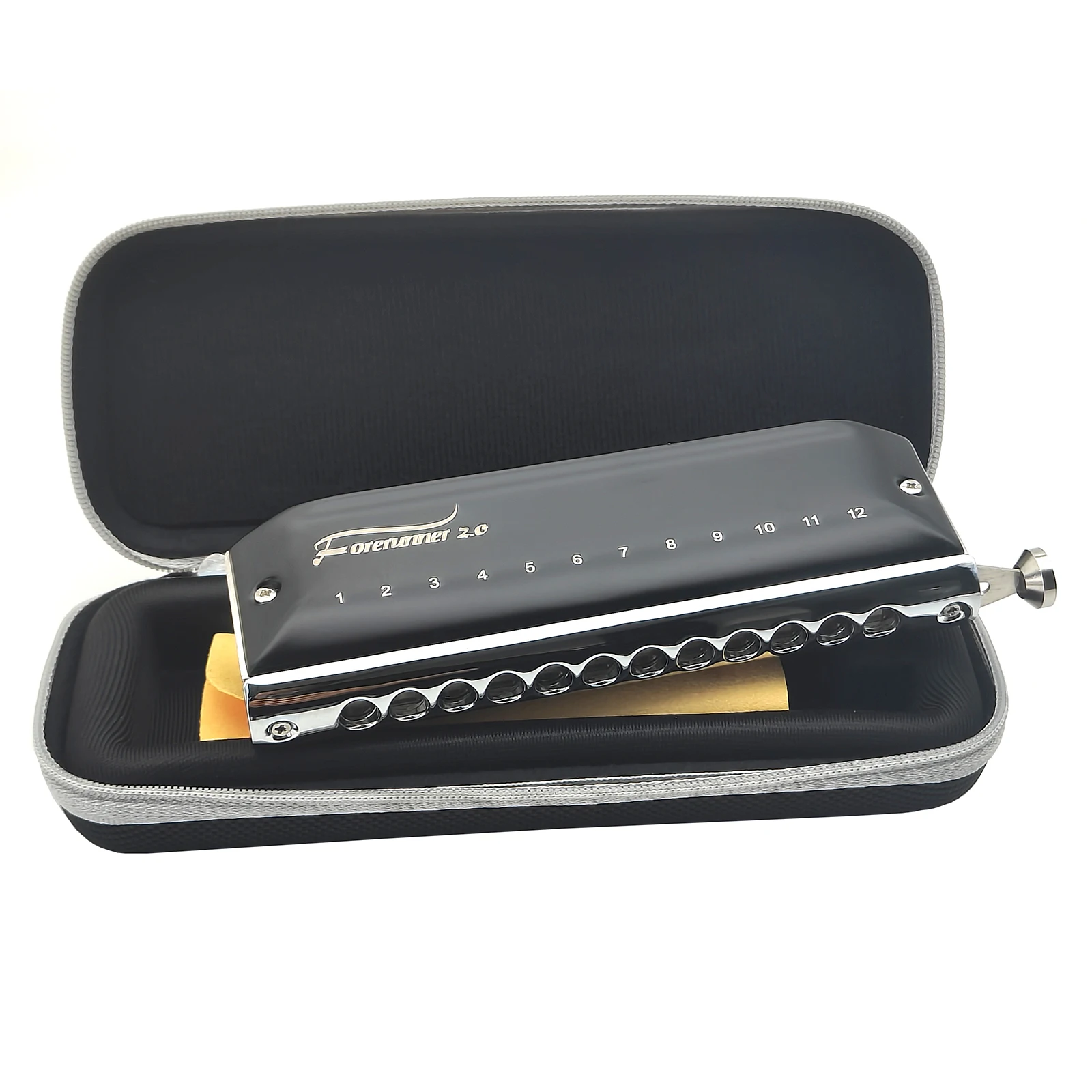 

Chromatic Harmonica Forerunner 2.0,12 Hole 48 Tone Mouth Organ Harmonica without Valve,Harmonica C for Player, Beginner,Adults