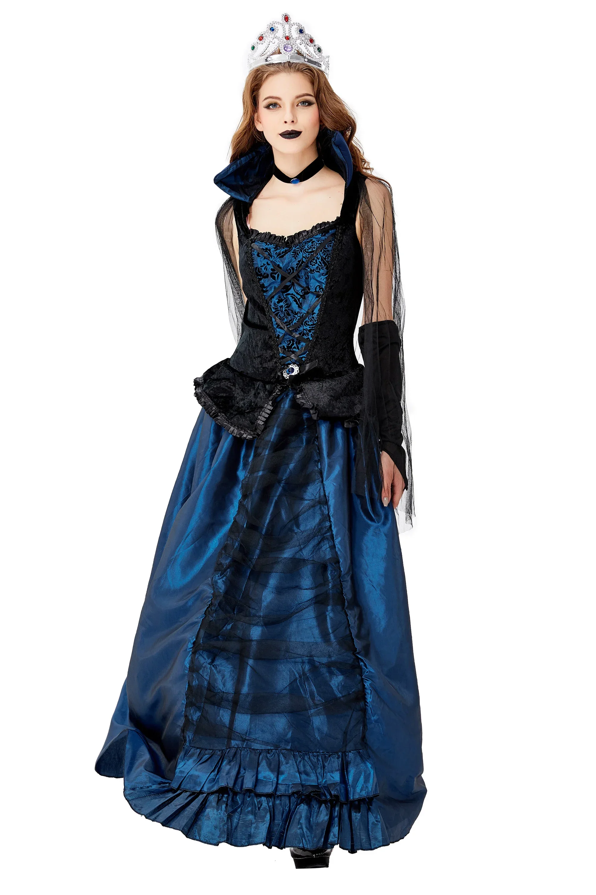 Cosplay Halloween Carnival Purim Blue Enchantress Court Dress Queen's Palace Luxury Earl Dress Witch Vampire Princess Costume