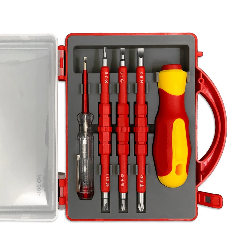 5-in-1 insulated multi-purpose dual-purpose screwdriver, electrified pen, magnetic electrician insulated screwdriver tool set