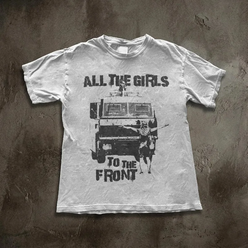 Girls to the Front Stencil Tee, Riot Grrrl Feminist Protest Shirt  All-season casual comfortable base layer T-shirt unisex.