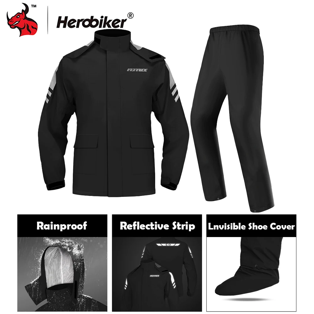 

Motorcycle Riding Raincoat Unisex Windproof And Rainproof Set Outdoor Full Body Split Raincoat With Invisible Shoe Cover