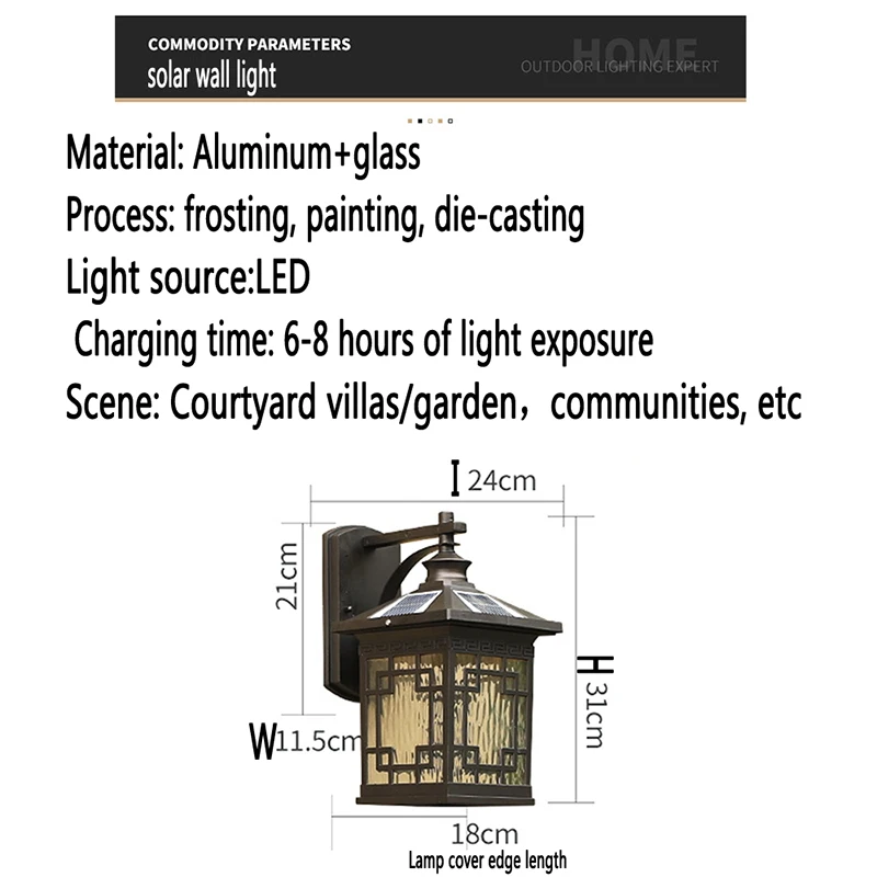 Imagem -06 - Oufula-luz Solar Exterior da Parede Luminária Led Moderna Iluminação Impermeável do Pátio Varanda Pátio Villa Corredor