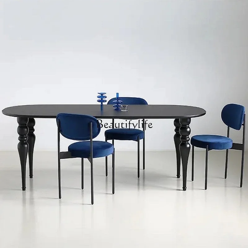 Mesa De Jantar De Madeira Maciça Oval, Mesa Simples, Casa Criativa, Luz Negra, Designer De Luxo, Vintage