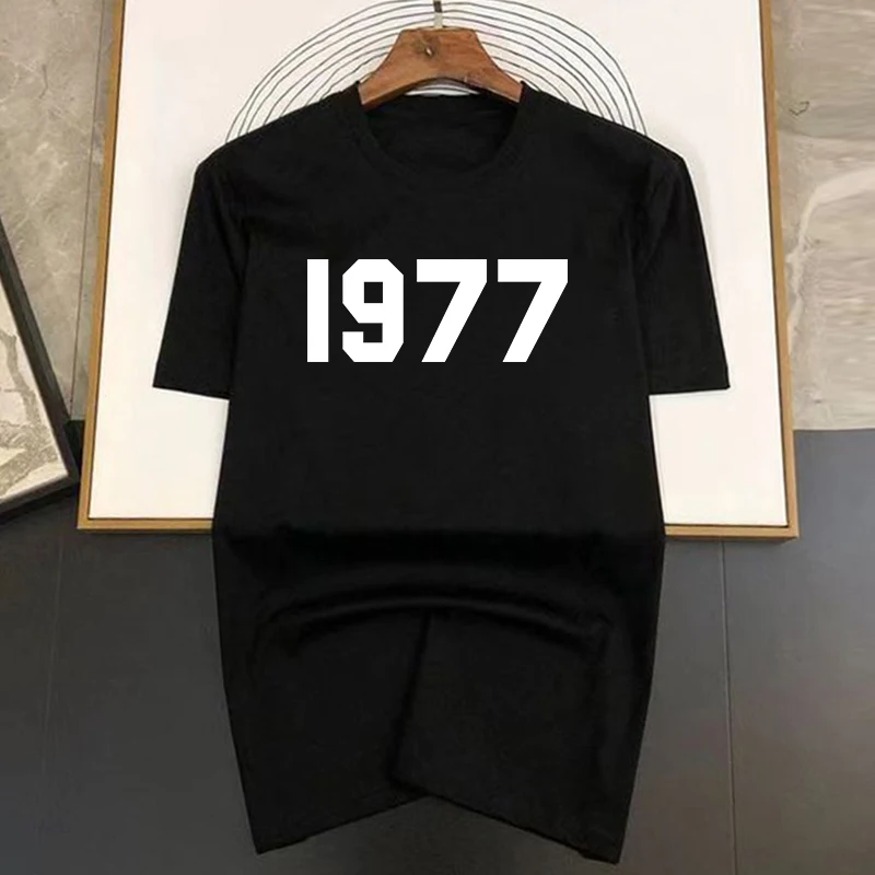 High Quality Cotton 1977 Monochrome Print Luxury T Shirt Men New Brand Fashion Cool Designer T-shirts Casual Streetwear Tops