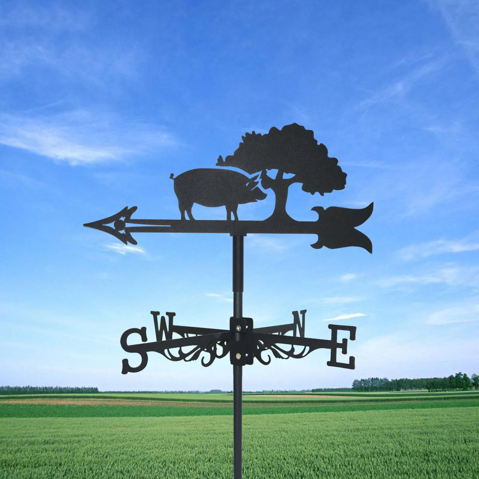 

Village Farm Weathervane Silhouette Art Black Metal Countryside Wind Vanes Outdoors Decorations Garden For Roof Yard Building