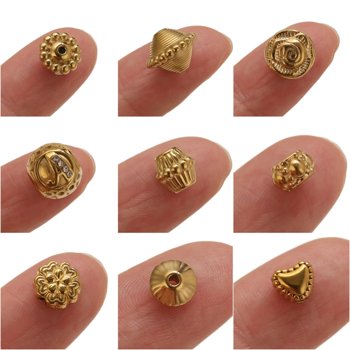 

5PCS Flower Spacers Beads18K Gold Plated For Jewelry Making Bead Separator Stainless Steel Never Fade Flat Beads DIY Bracelet