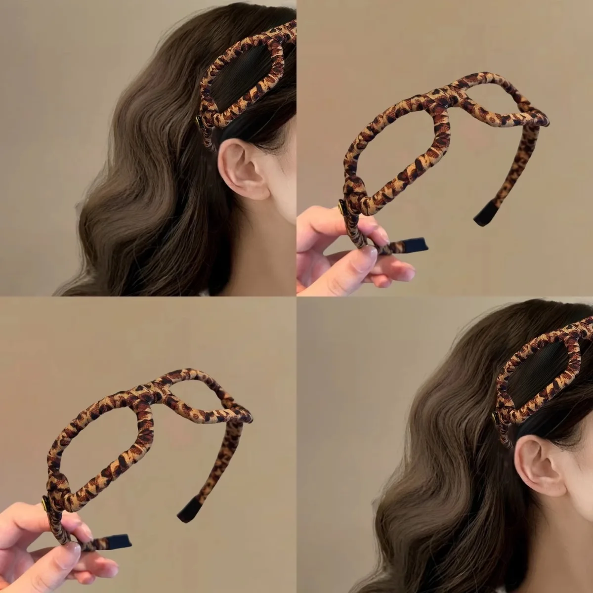 

Premium leopard print glasses headband women's fashion foreign style high cranial top pressure hair headband going out versatile