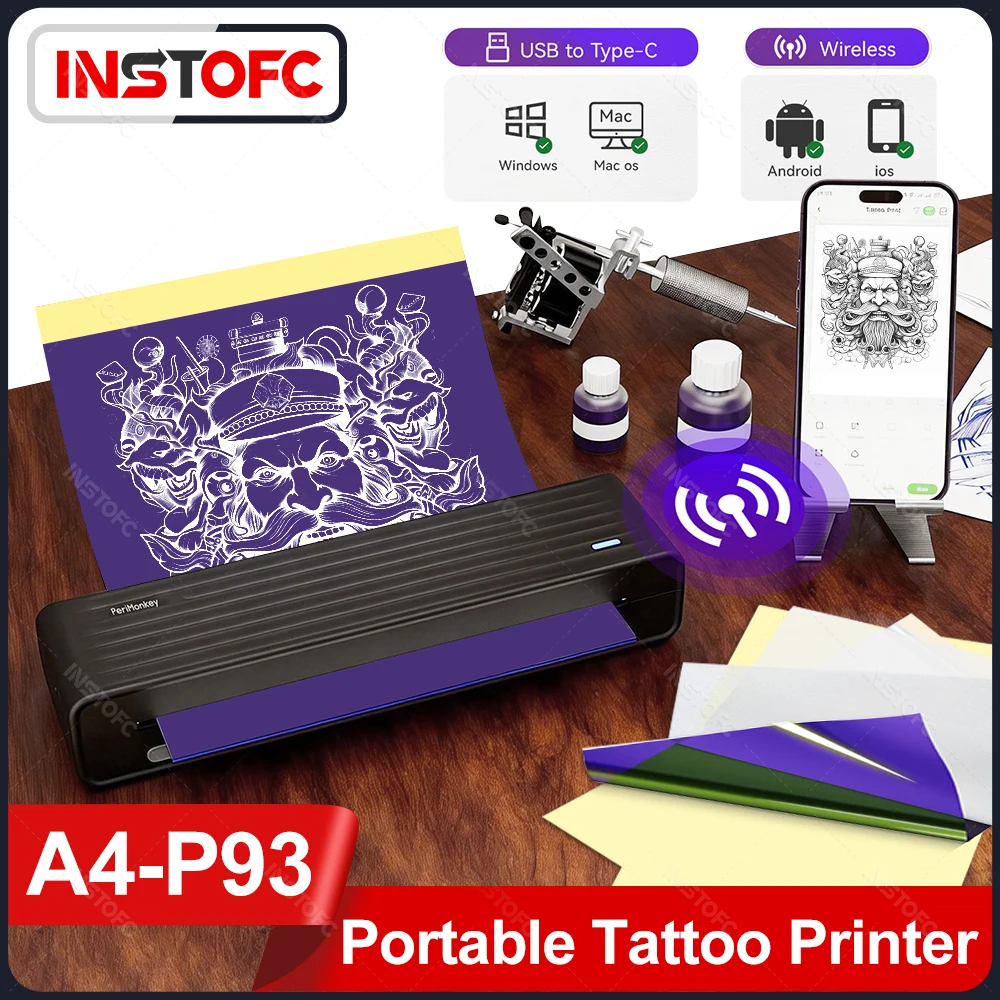 

Профессиональный беспроводной термопринтер для татуировок, портативный мини-принтер для переноса тату-трафаретов по Bluetooth