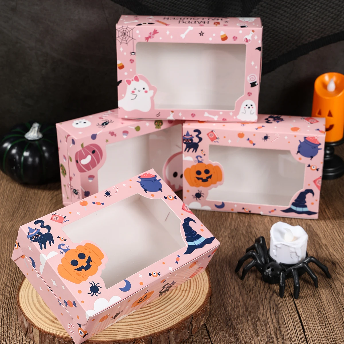 

Halloween Window Paper Candy Boxes Halloween Party Decoration Kids Favors Spooky Pumpkin Gift Box Trick or Treat Party Supplies