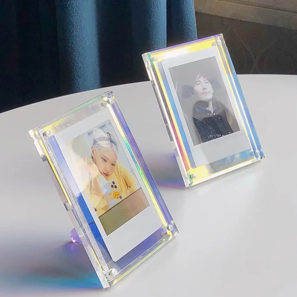 

Multi-size Colorful Strong Magnet Acrylic Anime Star Photo Frame Transparent Crystal Polaroid Photo Card Display Stand Gift Toy