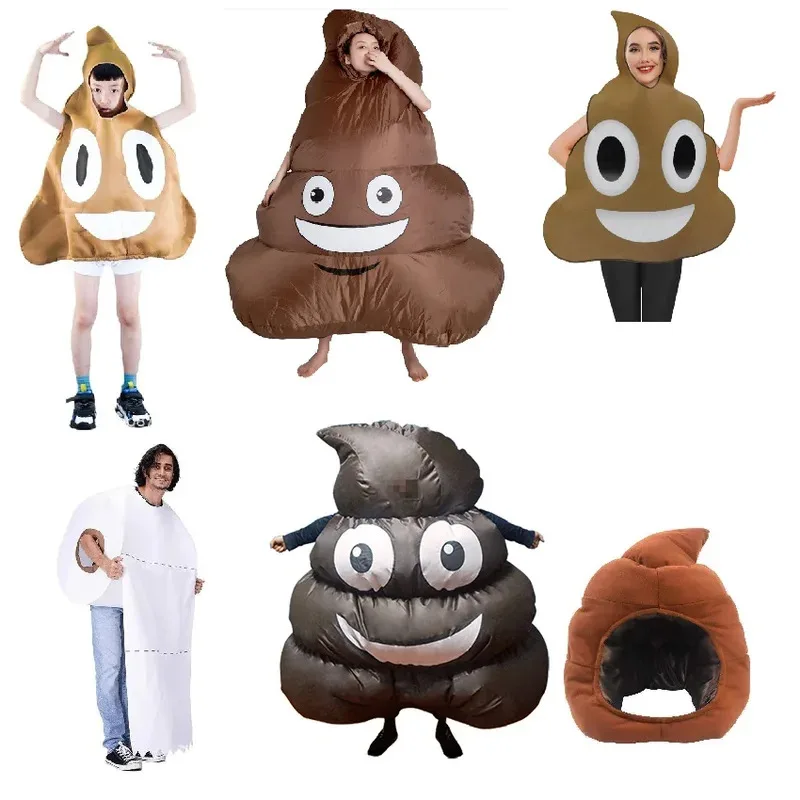 Divertido disfraz de caca, taburete inflable de Halloween, capucha para niño, niña, fiesta, niño, actuación de caca, dibujos animados, niños, adultos, marionetas, parodia Pro