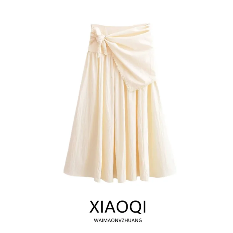Low Waist Fleece Skirt Women's Fashion New Arrival 2025 Winter Season Versatile Commute Friendly Tassel Scarf A-Line Skirt