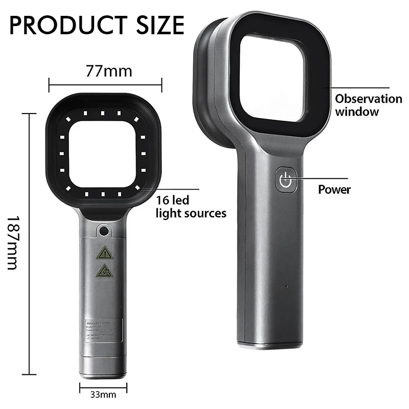 Woods lâmpada analisador de pele portátil dermatologia para analisar exame de testes salão facial analisador de beleza lâmpada uv cuidados com a pele