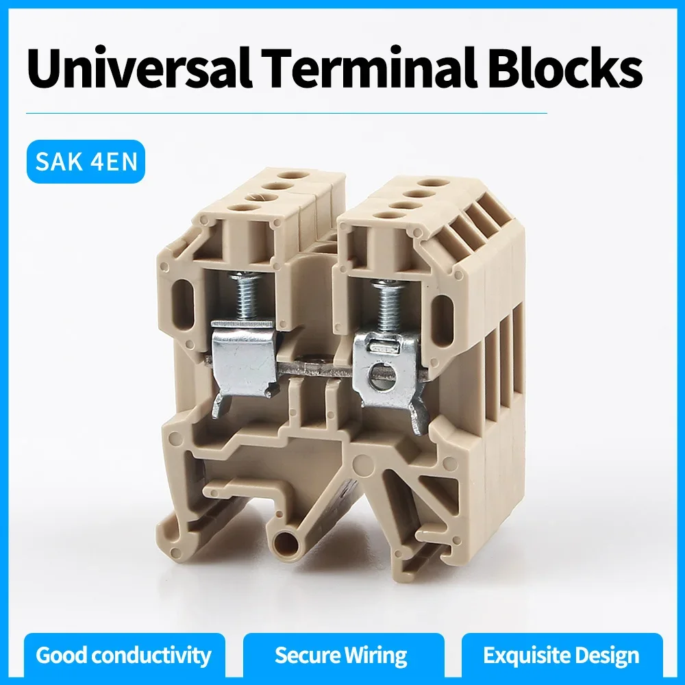 100pcs SAK-4EN Terminal Block Wire Conductor Connector Screw Connection Din Rail Terminal Blocks SAK4EN