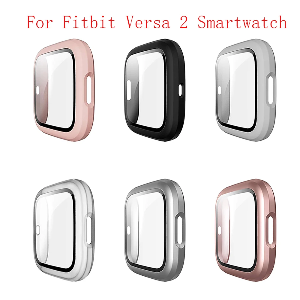 Casing pelindung layar untuk Fitbit Versa 2 jam tangan pintar, casing pengganti penutup wajah penuh Bumper buram polikarbonat untuk Versa 2