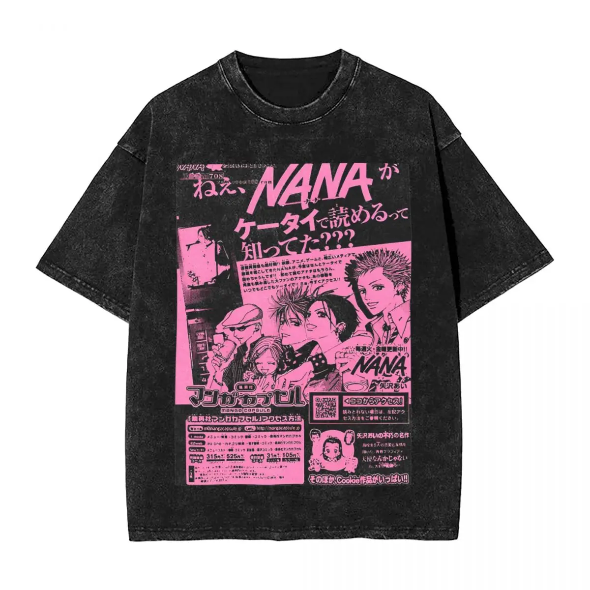 Nana Inspired Anime T Shirts Washed 100% Cotton T-Shirts Osaki Kawaii Cartoon Vintage for Men Streetwear Printed Tee Shirt