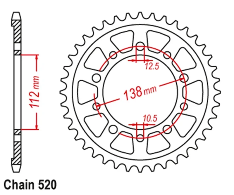 520 Chain Motorcycle Rear Sprocket Gear For Honda NC700 NC700S NC700X NC700D Integra CT700 CTX700 NC750S NC750X