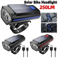 Solar Bicycle Light 1200mAh USB Rechargeable MTB Mountain Road Bike Front Lamp with Horn LED Flashlight Cycling Bicycle Headlamp