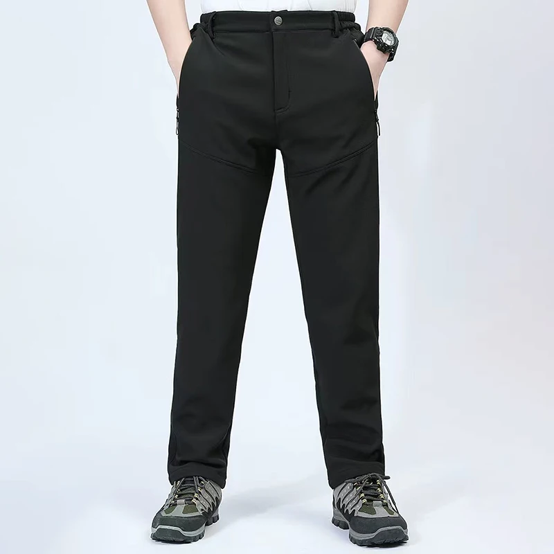 الرجال الخريف الشتاء الصوف الدافئة وزرة غير رسمية في الهواء الطلق الرياضة تمتد تنفس السراويل لينة مريحة النسيج السراويل الطويلة #1