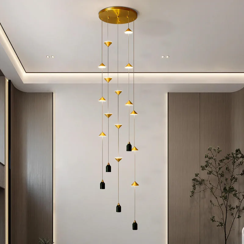 

Modern Stairs Led Pendant Lights Nordic HomeDecor Indoor Lighting Gold Black Metal Hanging Lamp Marble Suspend Lamp Fixture