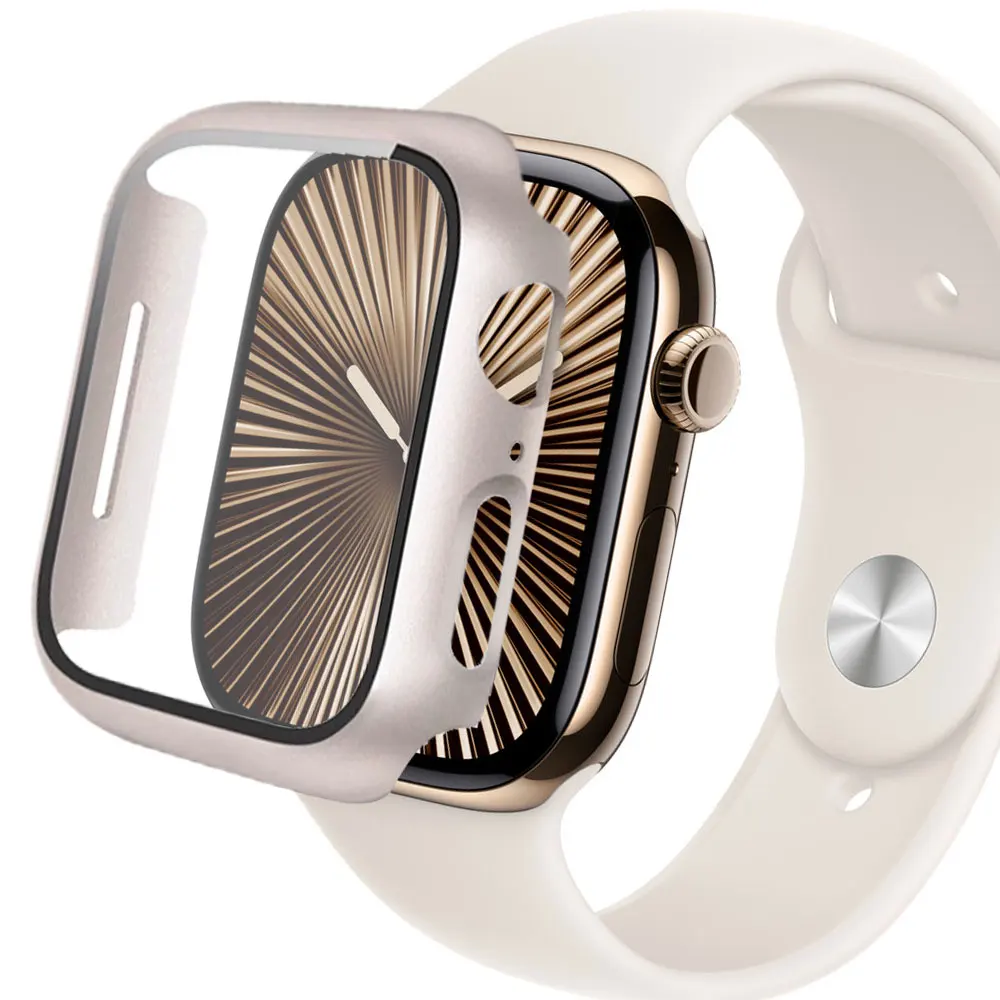 Gehärtetes Glas + Abdeckung für Apple Watch Serie 10, 42 mm, 46 mm, matt, hart, PC-Stoßstange, Displayschutzfolie, iWatch 10, 42/46 Zubehör