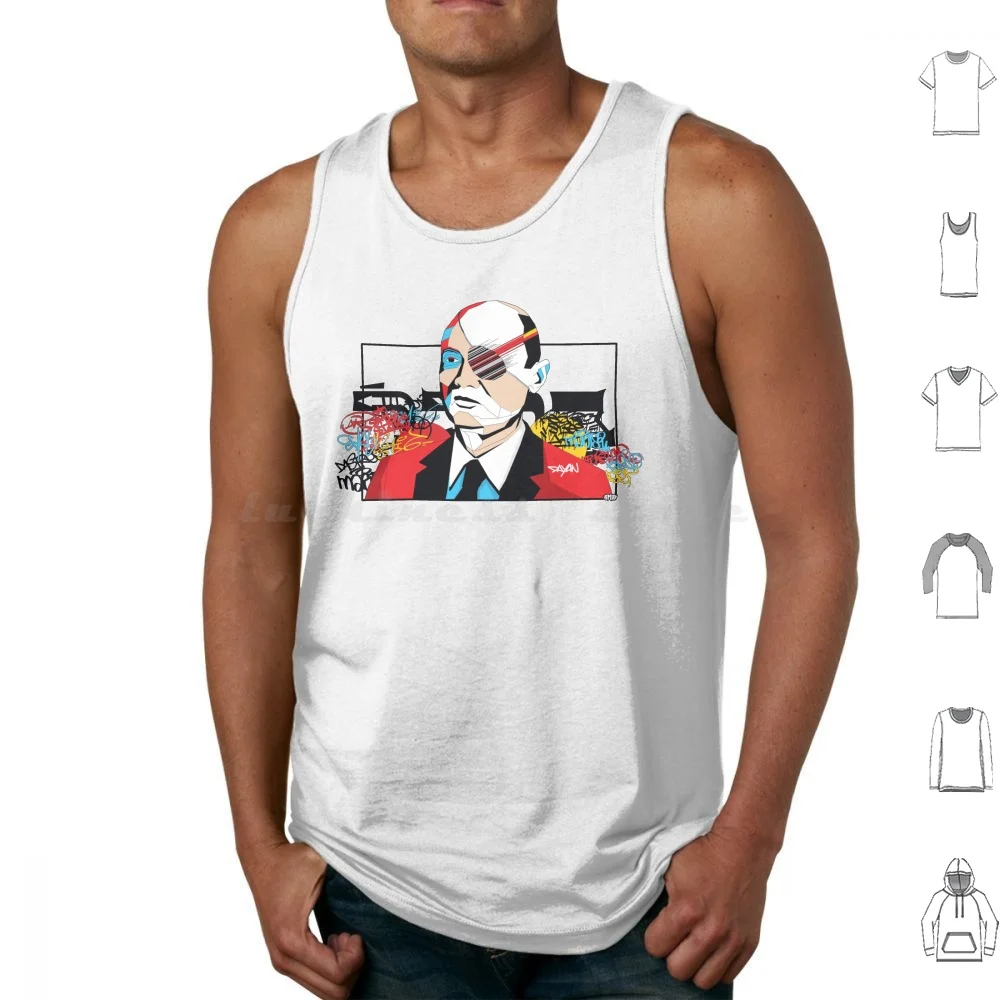 Moshe Dayan Portrait-Pop Art Israeli Leader Tank Tops Print Cotton Moshe Dayan Jewish Art Judaica Jew Pop Art Rosh