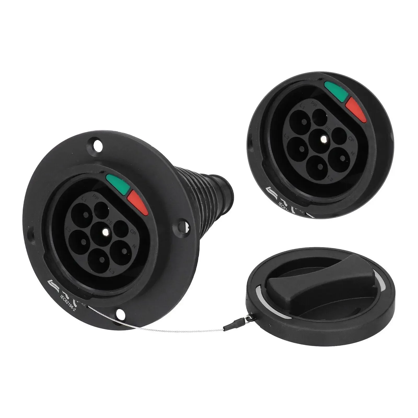 Connecteur EV mâle de Type 2, 32A avec câble de 0.5m, prise IEC 62196 pour le chargement latéral de voiture de véhicule électrique