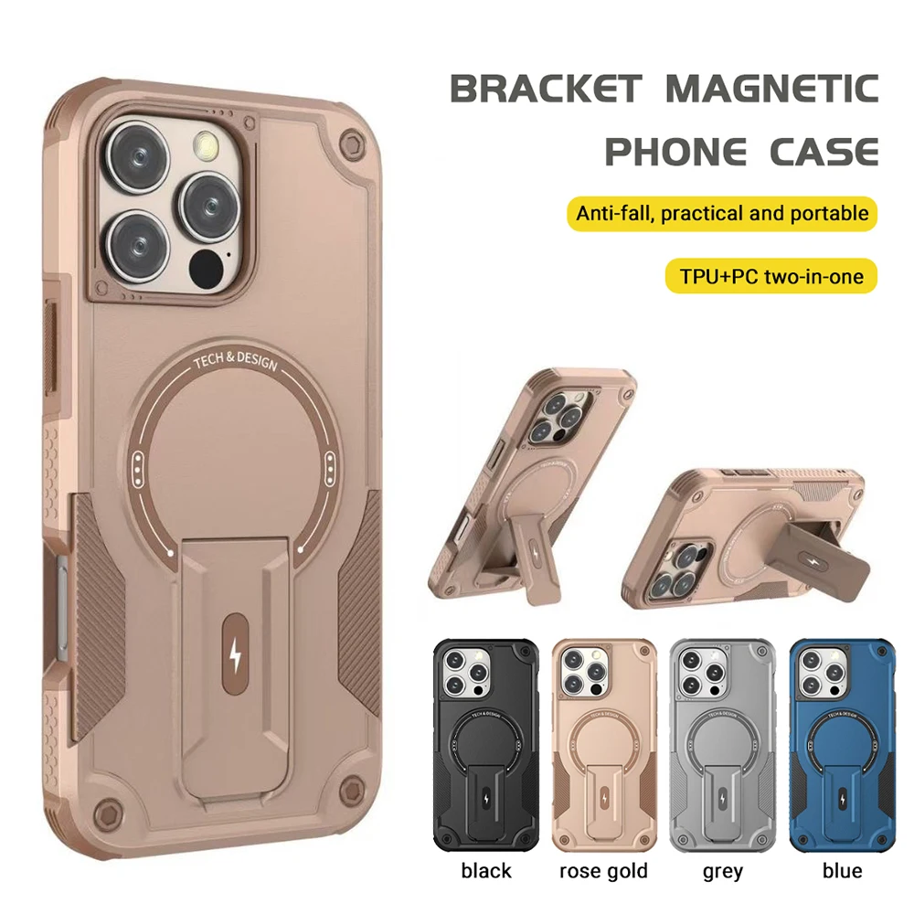 Support de téléphone magnétique Magsafe avec béquille et protection antichoc pour iPhone 18, 17 Pro Max, 18, 15, 16, 14, 13, 12, 11 Air