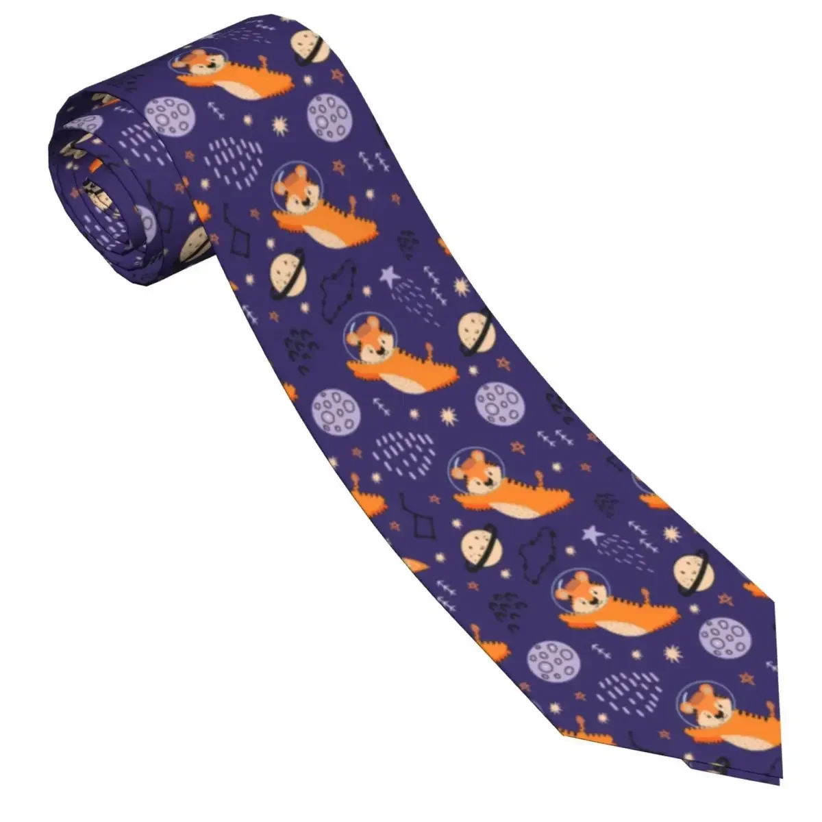 Mens Tie Classic Skinny Tiger Flies In Space To The Stars Neckties Narrow Collar Slim Casual  Accessories Gift