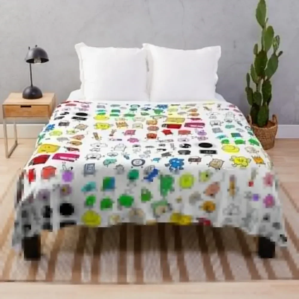 

BFDI All Characters (Transparent) Throw Blanket Bed covers Fluffy Shaggy Summer Luxury Thicken Blankets