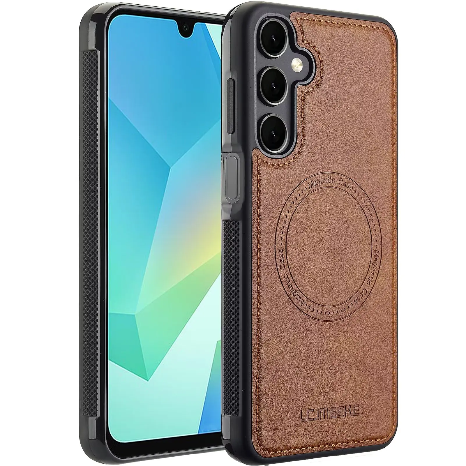 Capa Magnética de Couro para Celular Samsung Galaxy A17 A37 A57 A16 A36 A56 A15 A35 A55 A14 A34 A54 A53 A52 com Carregamento Sem Fio